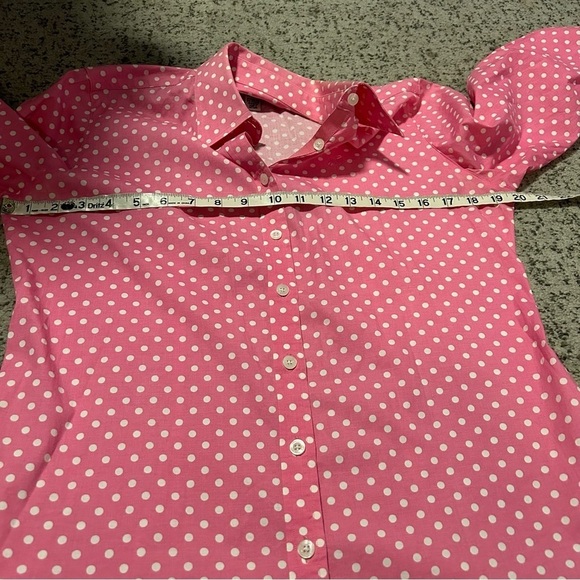 Lilly Pulitzer Pink & White Polka Dot Button Up Long Sleeve Blouse Size 6 - Picture 7 of 9